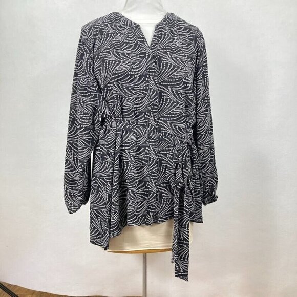 Lane Bryant Tops - Lane Bryant Long Sleeve Button Up Semi Sheer Shirt With Waist Belt Size 30/32